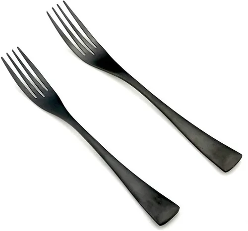 Miniatura 3 de JASHII Juego de cubiertos de acero inoxidable 18/10, 24 piezas, color negro mate, cuchillo de carne, tenedor de ensalada, cuchara de postre