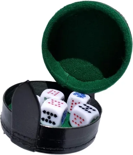 Miniatura 4 de marquez Juego de dados de póquer de copa con forro de cuero (cubilete)... Negro