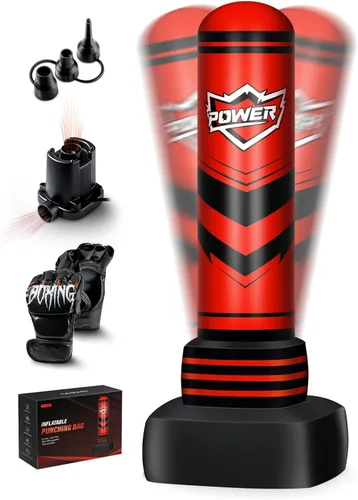 Saco de boxeo independiente para adultos y adolescentes, bolsa de boxeo pesada de 70 pulgadas con guantes y bomba, bolsas de kickboxing de pie para