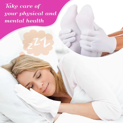 Miniatura 6 de Paxcoo 12 pares de guantes de algodón blanco XL para hidratación de manos secas, cosmética, eczema, spa de manos y inspección de joyas