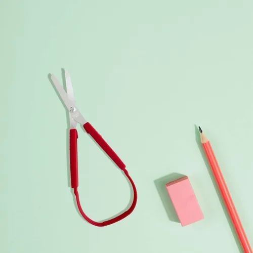 Miniatura 4 de Paquete de 4 tijeras de bucle adaptativas, tijeras de apertura automática de 8 pulgadas para necesidades especiales, niños y adultos (rojo)