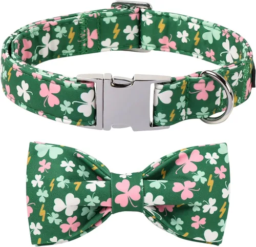 Miniatura 10 de Lionet Paws Collar de Pascua para perro con pajarita, collar de conejo con hebilla de metal para perros, collar ajustable y cómodo para perros
