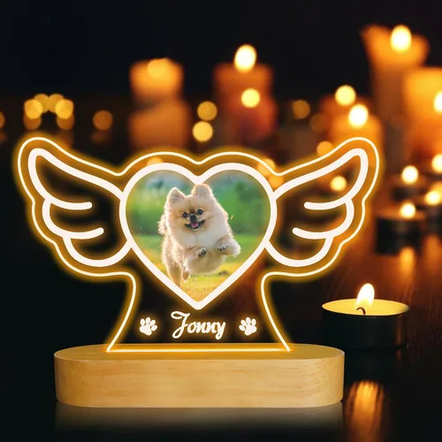 Miniatura 8 de Attivolife Luz nocturna de madera personalizada con temática de mascotas, lámpara LED de color cálido con el nombre de tu perro, imagen de perro