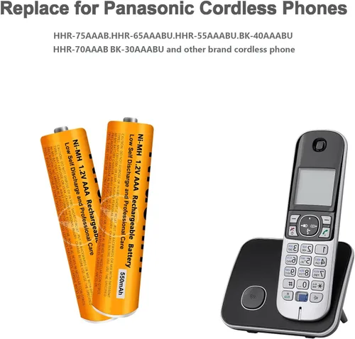 Miniatura 6 de Paquete de 4 baterías recargables AAA NI-MH para Panasonic, 1.2 V 550 mAh AAA baterías recargables para teléfonos inalámbricos Panasonic, controles