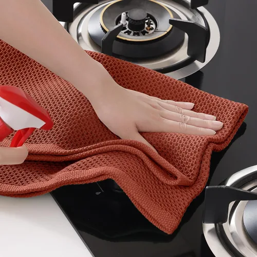 Miniatura 238 de Homaxy Trapos de cocina de 100% algodón, tejido de punto gofre, ultrasuaves, absorbentes y de secado rápido, 12 x 12 pulgadas, paquete de 6, blanco