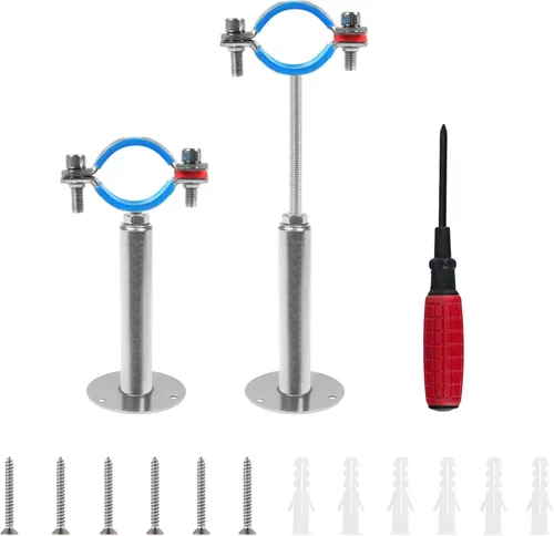 Miniatura 19 de 2 unidades de soportes de tubo para montaje en pared y en techo, de acero inoxidable 304, adecuados para tubos con diámetro exterior de 1-1/2