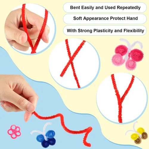 Miniatura 4 de Yunsailing 2400 limpiadores de tuberías de 24 colores surtidos de tallos de felpilla con purpurina, suministros de manualidades, palos peludos