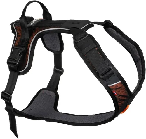 Miniatura 4 de Non-stop dogwear Rock Arnés ajustable para perros pequeños con 3 clips para correa, asa y reflectante, negro/naranja, talla XS