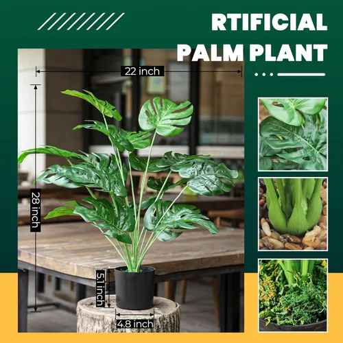 Miniatura 2 de Toopify 28" Paquete de 2 Plantas Artificiales Grandes Palmera Artificial en Maceta para Decoración de Interior y Exterior del Hogar y Oficina