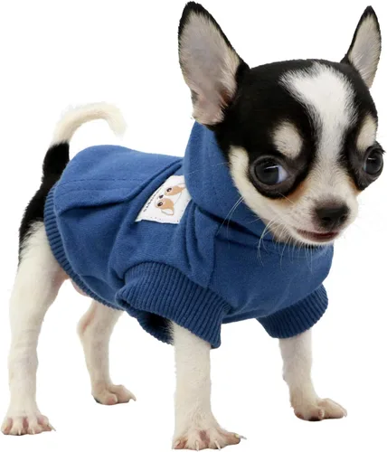 Miniatura 14 de LOPHIPETS Sudadera ligera de algodón para perros pequeños – Sudadera con capucha para chihuahuas, cachorros y razas en miniatura - Azul/XS