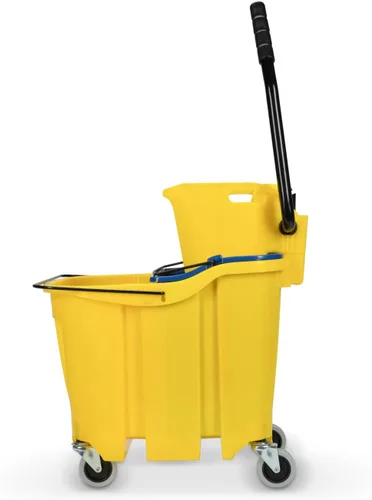 Miniatura 2 de Carlisle FoodService Products Omnifit - Cubo para trapeador con escurridor de prensa lateral e inserto de agua sucia para limpieza de pisos, Amarillo