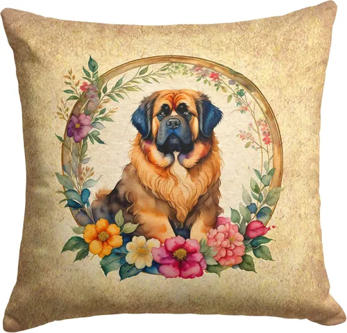 Miniatura 270 de Caroline's Treasures DAC2072PW1414 Affenpinscher and Flowers - Almohada decorativa de tela, lavable a máquina, para interiores y exteriores
