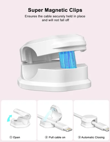 Miniatura 4 de 12 paquetes de clips magnéticos para cables - Soporte para cables - Organizador de cables para escritorio - Organizador de cables magnético, soporte