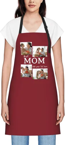 Miniatura 49 de Delantales personalizados para mujer, diseño de delantal de chef ajustable con nombre, textos, fotos, flores, regalos para el día de la madre