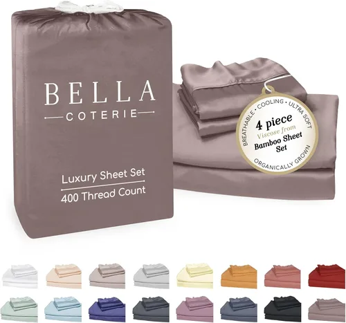 Miniatura 13 de Bella Coterie - Juego de sábanas de lujo de viscosa de bambú para cama tamaño split king 2 sábanas ajustadas para camas Sleep Number y camas 06