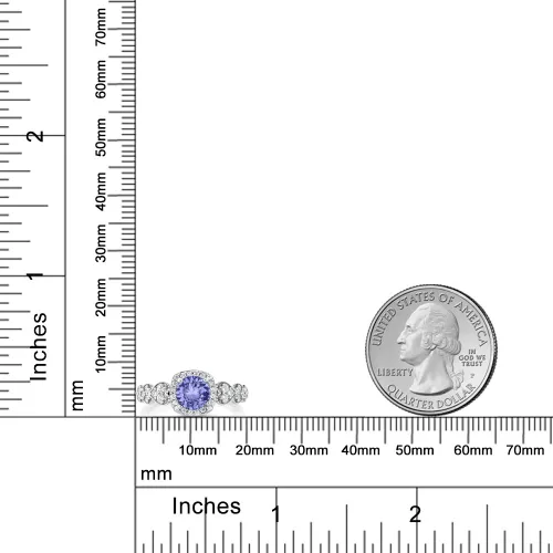 Miniatura 81 de Gem Stone King Anillo de compromiso de aniversario y piedra natal de corte redondo de 0.236 in para mujer, plata de ley 925, anillo de promesa