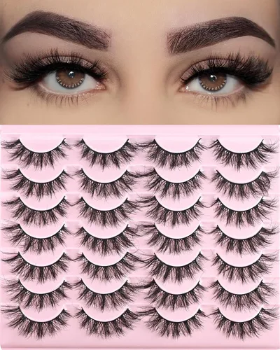 FARRED Pestañas de Ojo de Gato Cortas Naturales de 15mm Pestañas Esponjosas y Finas en Tira 14 Pares de Pestañas Postizas Naturales Lindas Paquetes