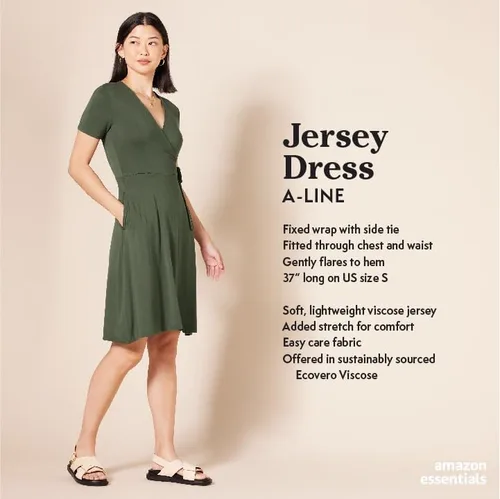 Miniatura 2 de Tienda Essentials - Vestido de manga corta para mujer, estilo cruzado falso