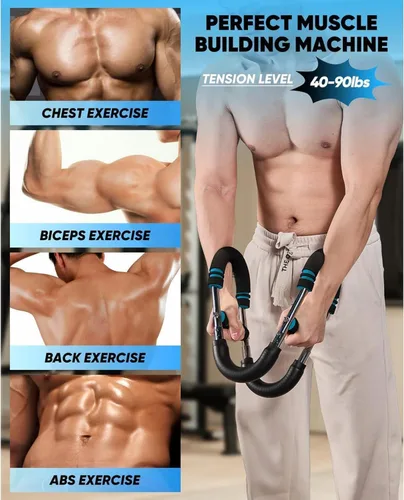 Miniatura 3 de LYKAN Entrenador de brazo Twister, equipo de entrenamiento de pecho ajustable de 40 a 100 libras, entrenador de brazos, entrenador de brazo