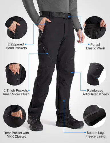 Miniatura 5 de FREE SOLDIER - Pantalón para hombre con forro polar, tipo cargo, para exteriores. Para excursionismo, repelente al agua, superficie suave, tejido