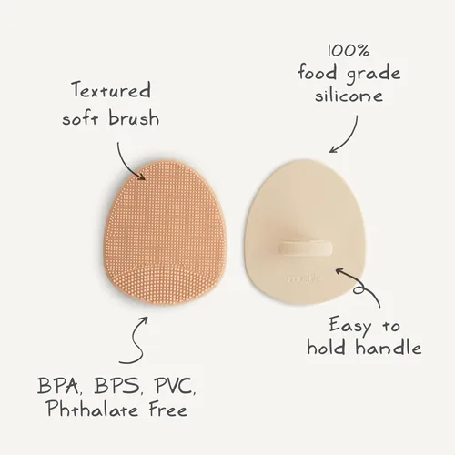 Miniatura 8 de mushie Cepillo para cuna de baño para bebé, cerdas de silicona suaves para piel seca, eczema y tratamiento de tapa de cuna, paquete de 2