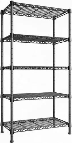 REIBII Estantería de alambre de 5 niveles de metal para almacenamiento, estantes de garaje ajustables, estantes de almacenamiento resistentes para