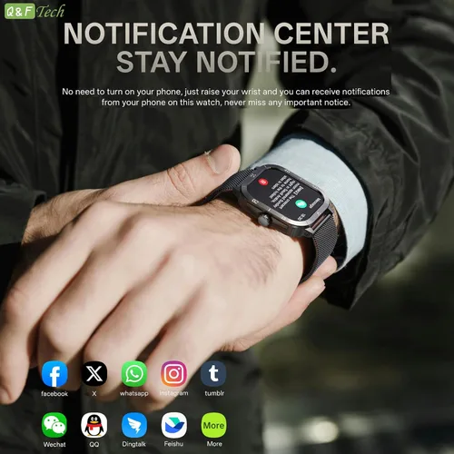 Miniatura 5 de Q&F Tech Reloj deportivo inteligente C50Pro para monitor de fitness y salud, incluyendo presión arterial y oxígeno/frecuencia
