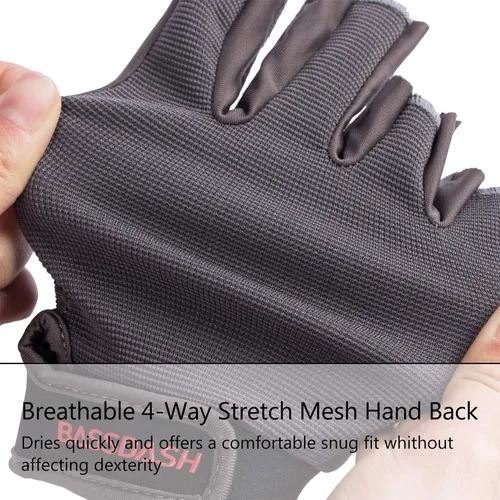 Miniatura 5 de BASSDASH Guantes de pesca Astro para hombres y mujeres, guantes sin dedos para pesca deportiva, kayak, remo, vela, MTB Gris