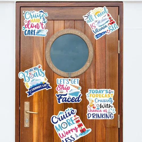 Miniatura 5 de Wxiben - Decoraciones magnéticas grandes para puerta de crucero, 6 unidades, decoración de puerta de crucero de navegación marítima, divertidos