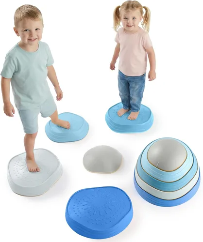 Miniatura 8 de Special Supplies Stepping Stones for Kids, 5 Balance Indoor and Outdoor Blocks Promote Coordination, Balance, Strength, Child Safe Rubber, Non-Slip