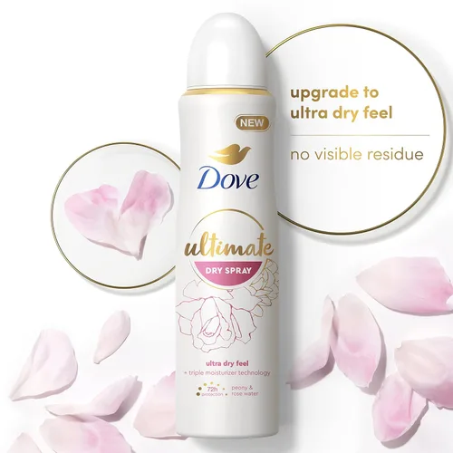 Miniatura 4 de Dove Ultimate Dry Spray antitranspirante de peonía y agua de rosas, 2 unidades para 72 horas de protección contra el sudor y el olor con tecnología