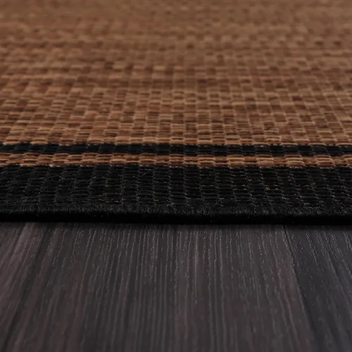 Miniatura 5 de Camilson - Alfombra para interiores y exteriores, 5x7 con borde, Alfombras modernas en color marrón nuez y negro para patios, cocina y pasillo