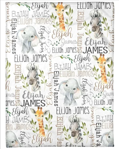 Miniatura 10 de NAZENTI Manta de bebé de elefante personalizada, manta de bebé niña personalizada con nombre y floral, regalo para niñas y niños, recién nacidos