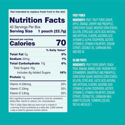 Miniatura 2 de Welch's Paquete de aperitivos de frutas, frutas mixtas y frutas isleñas, sin gluten, paquete a granel, bolsas individuales de una sola porción, 0.8