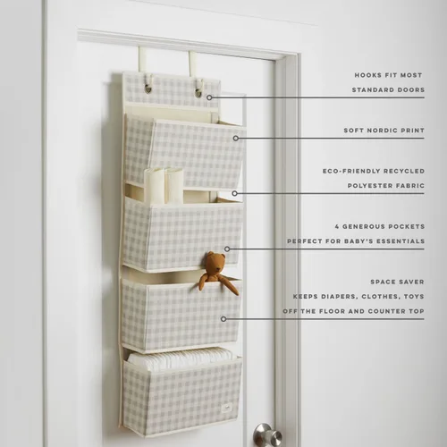 Miniatura 3 de 3 Sprouts Organizador para colgar sobre la puerta, organizador colgante para bebés y almacenamiento con 4 bolsillos grandes y 2 ganchos para ropa