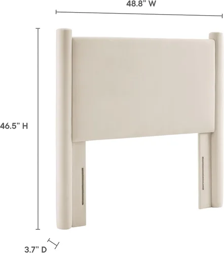 Miniatura 2 de Modway Rael - Cabecero tapizado para cama individual con pilares en Alabastro – Cabecero de terciopelo – Cabecero de terciopelo de terciopelo