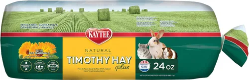 Kaytee All Natural Timothy Hay Plus caléndulas para conejillos de indias, conejos y otros animales pequeños, 24 onzas