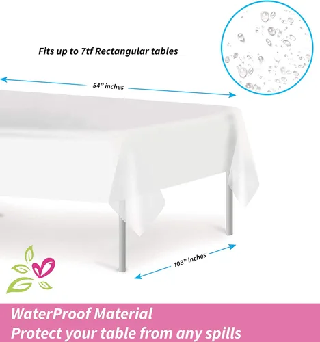 Miniatura 5 de Mantel de plástico para fiestas, manteles desechables, diseño elegante, decoración de lunares rosados, blanco, impermeable, rectangular, 54 x 108