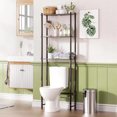 Miniatura 9 de AmazerBath Estante de almacenamiento de bambú sobre el inodoro, estante organizador de baño de 3 niveles sobre el inodoro, estantes de baño