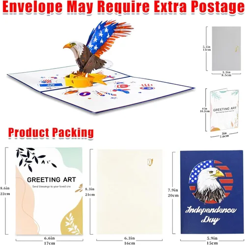 Miniatura 3 de GREETING ART Tarjeta desplegable 3D del 4 de julio, 4 de julio, tarjetas del día de la independencia, tarjeta del 4 de julio, tarjetas de veteranos