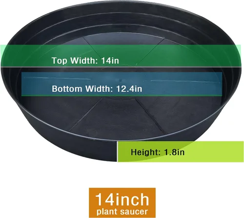 Miniatura 2 de LWALRS - Platillo para plantas de 14 pulgadas, paquete de 4 platillos profundos de plástico extra grandes, para plantas interiores y exteriores