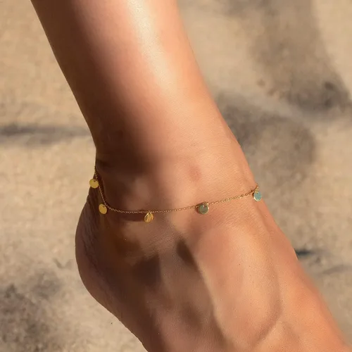 Miniatura 4 de Tobilleras de oro para mujer, chapadas en oro de 14 quilates, hechas a mano, delicadas capas de corazón, tobillera para mujer, impermeable, cuentas