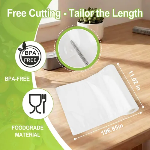 Miniatura 3 de 4 rollos de bolsas selladoras al vacío compatibles con sellador al vacío Anova & FoodSaver, 11 pulgadas x 16.4 pies y 8.3 x 16.4 pies, sin BPA