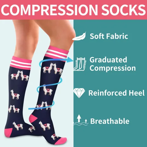 Miniatura 5 de COOLOVER Calcetines de compresión para mujeres y hombres, ideales para circulación, correr, atletismo, recuperación, enfermera, viajes