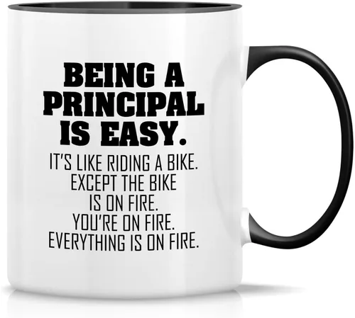 Miniatura 7 de Retreez Taza divertida – Being a Principal is Easy Except the Bike is on Fire Taza de café de cerámica de 11 onzas – Divertido, sarcástico, regalos