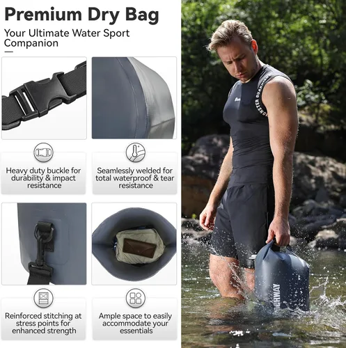 Miniatura 2 de MARCHWAY - Bolso seco flotante e impermeable 1.32/2.64/5.28/7.93/10.57 galones, parte superior enrollable, mantiene secos equipos de kayak rafting