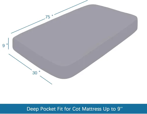 Miniatura 5 de SPRINGSPIRIT Sábanas para catre de 30" x 75" x 9", juego de sábanas para catre de 4 piezas (paquete de 2), sábanas ajustables tamaño catre con cama