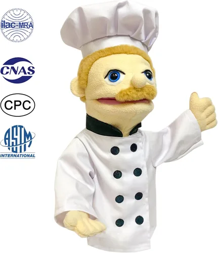 Miniatura 2 de Marionetas de 40,6 cm de títere entriloquista, marionetas de mano para niños, marionetas de chef de peluche para adultos con boca extraíble