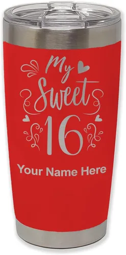 Miniatura 28 de LaserGram Taza aislada al vacío de 20 onzas, My Sweet 16, grabado personalizado incluido (gris)