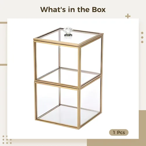 Miniatura 2 de Almacenamiento multiusos para baño, soporte para brochas de maquillaje de vidrio, organizador de bolas de algodón Qtip, 3.9 x 3.9 x 6.3 in